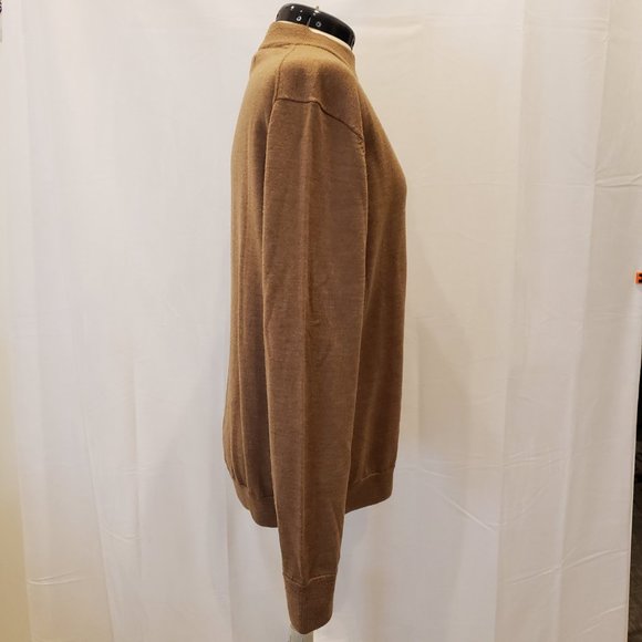 W.H. Belk Sportswear Merino Wool Long Sleeve Mock Turtleneck Tan Sweater Size L - Picture 2 of 7